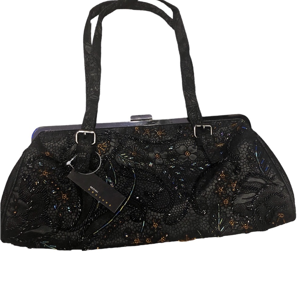 Moni Couture NWT black beaded purse, never used